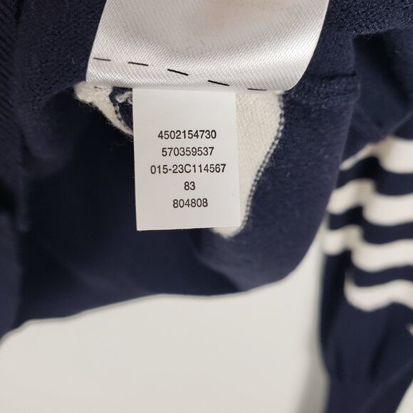 Chicos Mixed Stripe Cardigan Sweater Navy Cream V-Neck Size 0 US Size Small - Picture 7 of 7